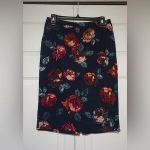 Merona Navy Floral Pencil Skirt